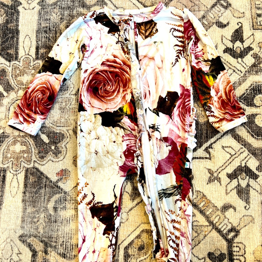 Posh Peanut Baby Girls Bamboo Blend Roses Floral Onepiece